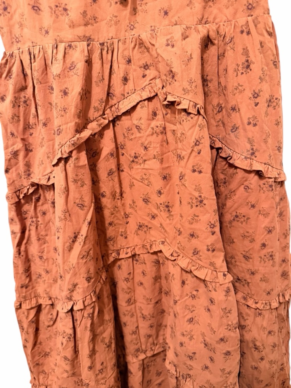 NEW STORIA Rusty Pink Color Floral Puff-Sleeve Midi Dress Sz MEDIUM - Picture 5 of 10